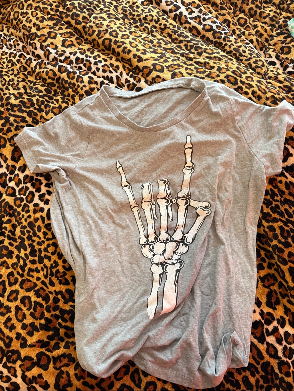 Grayson Threads Light Gray Tee with White Skeleton Hand Graphic